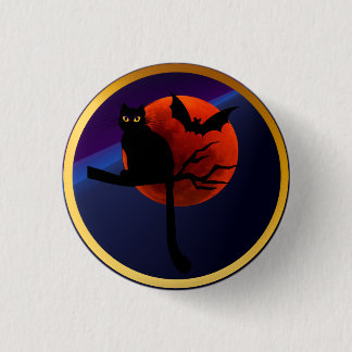 Happy Halloween Kat n'Bat Ronde Button 3,2 Cm