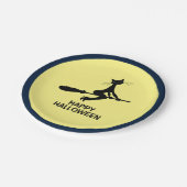 Happy Halloween, kat op broomstick Papieren Bordje (Gekanteld)