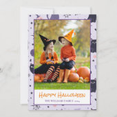 Happy Halloween katten paarse Foto Vakantie Kaart (Voorkant)