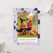 Happy Halloween katten paarse Foto Vakantie Kaart (Voorkant / Achterkant in situ)