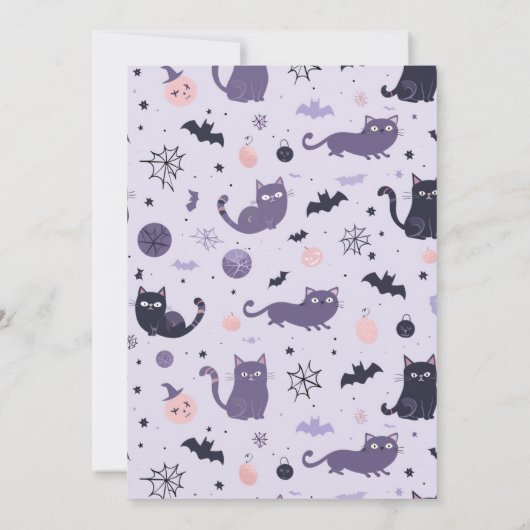 Happy Halloween katten paarse Foto Vakantie Kaart (Achterkant)