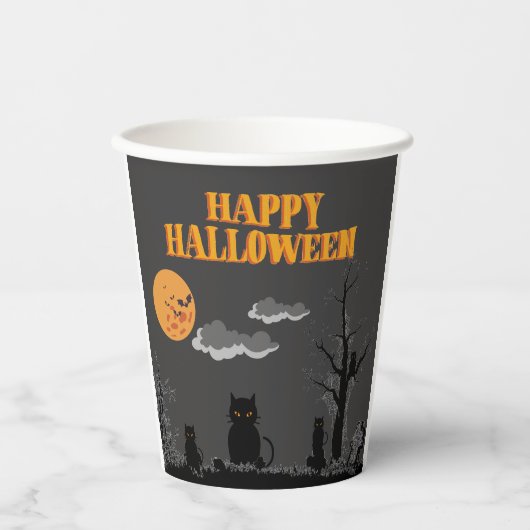 Happy Halloween - Katten Papieren Bekers (Voorkant)