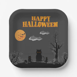 Happy Halloween - Katten Papieren Bordje