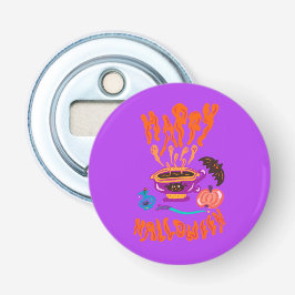 Happy Halloween kattenliefhebber heks kopje koffie Button Flesopener
