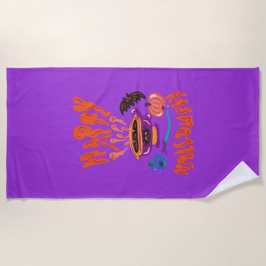 Happy Halloween kattenliefhebber heks kopje koffie Strandlaken (Voorkant)