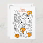 Happy Halloween Kawaii Doodle Briefkaart (Voorkant / Achterkant)