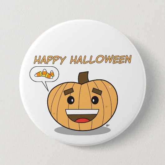 Happy Halloween Kawaii Pumpkin - Button (Voorkant)