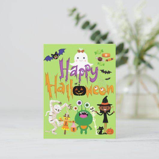 Happy Halloween Kids Cute and Spooky Briefkaart (Staand voorkant)