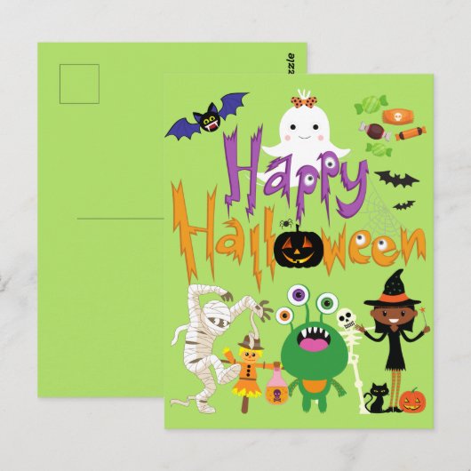 Happy Halloween Kids Cute and Spooky Briefkaart (Voorkant / Achterkant)