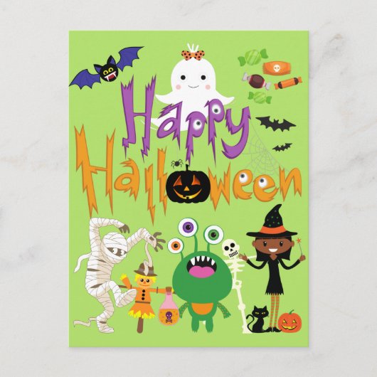Happy Halloween Kids Cute and Spooky Briefkaart (Voorkant)