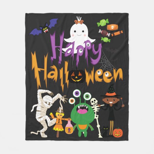 Happy Halloween Kids Cute and Spooky Fleece Deken (Voorkant)