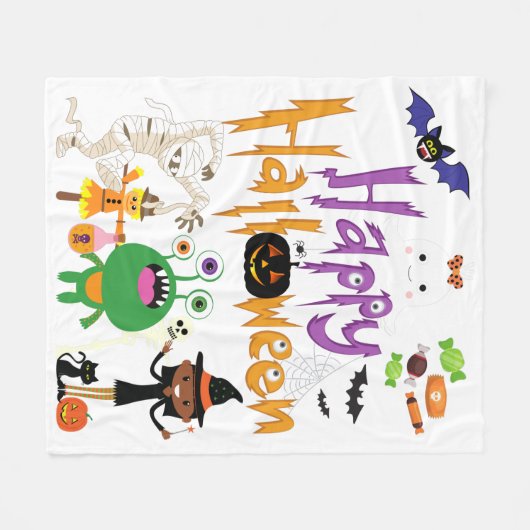 Happy Halloween Kids Cute and Spooky Fleece Deken (Voorkant (Horizontaal))