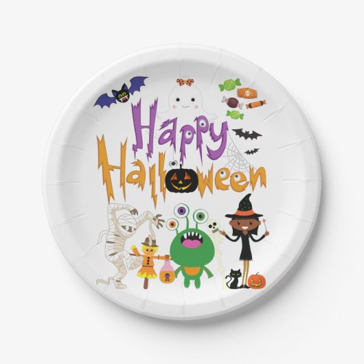 Happy Halloween Kids Cute and Spooky Papieren Bordje (Voorkant)