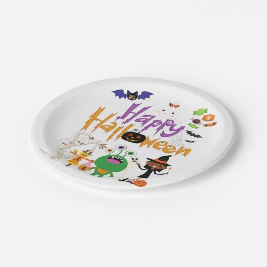 Happy Halloween Kids Cute and Spooky Papieren Bordje (Gekanteld)