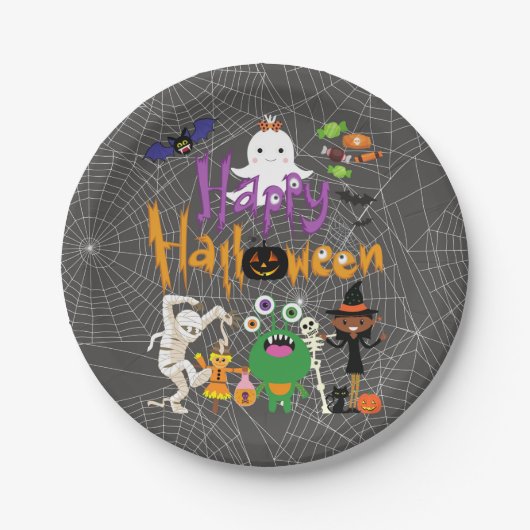 Happy Halloween Kids Cute and Spooky Papieren Bordje (Voorkant)
