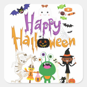 Happy Halloween Kids Cute and Spooky Vierkante Sticker