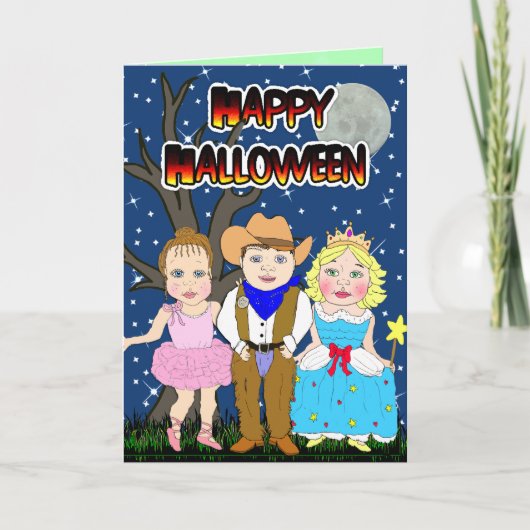 Happy Halloween Kind Cowboy, prinses, Ballerina Kaart (Voorkant)