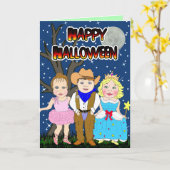 Happy Halloween Kind Cowboy, prinses, Ballerina Kaart (Gele Bloem)