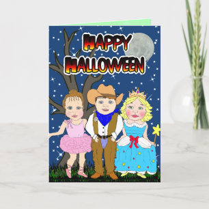 Happy Halloween Kind Cowboy, prinses, Ballerina Kaart