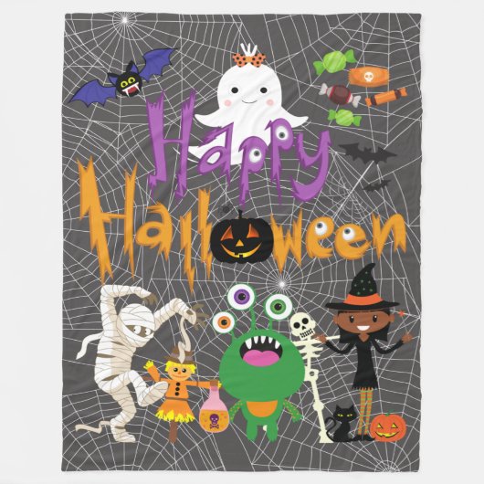 Happy Halloween Kinder Cute and Spooky Fleece Blan (Voorkant)