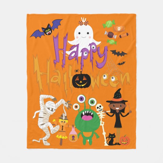 Happy Halloween Kinder Cute and Spooky Fleece Blan Deken (Voorkant)