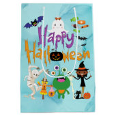 Happy Halloween Kinder Cute en Spooky Waterverf Medium Cadeauzakje (Achterkant)