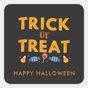Happy Halloween Kinder Trick or treat Snoep Vierkante Sticker