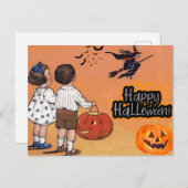 Happy Halloween kinderen, heks, pompoenen Briefkaart (Voorkant / Achterkant)