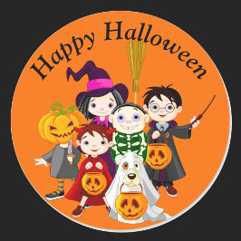 Happy Halloween Kinderen in Costume Ronde Sticker