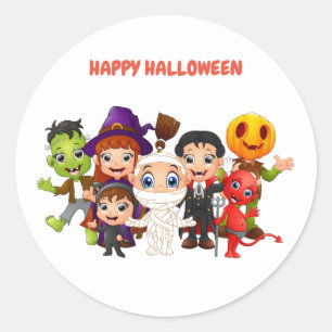 Happy Halloween Kinderen met kostuums Ronde Sticker