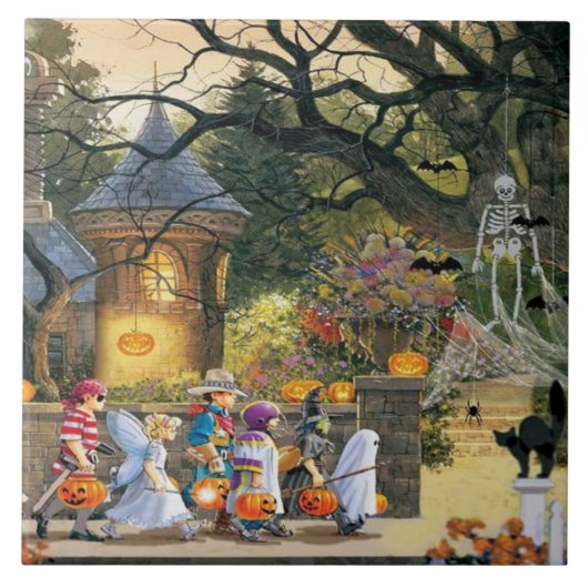 Happy Halloween-kinderen Tegeltje (Voorkant)