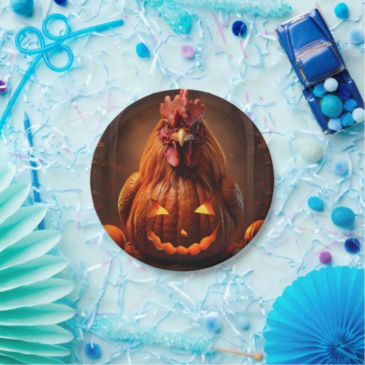 Happy Halloween Kip Haan Pompoen Boerderij Papier Papieren Bordje (Feest)