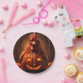 Happy Halloween Kip Haan Pompoen Boerderij Papier Papieren Bordje (Feest)