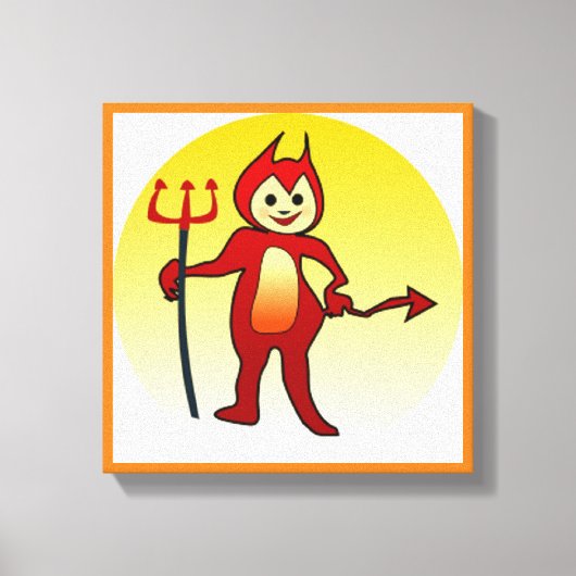 "HAPPY HALLOWEEN" KLEINE DEVIL CANVAS AFDRUK (Voorkant)