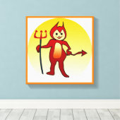 "HAPPY HALLOWEEN" KLEINE DEVIL CANVAS AFDRUK (Insitu (Houten vloer))