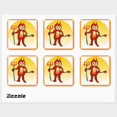 "HAPPY HALLOWEEN" KLEINE DEVIL VIERKANTE STICKER (Vel)