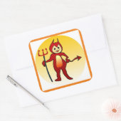 "HAPPY HALLOWEEN" KLEINE DEVIL VIERKANTE STICKER (Envelop)