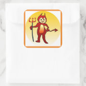 "HAPPY HALLOWEEN" KLEINE DEVIL VIERKANTE STICKER (Tas)