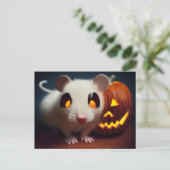  Happy Halloween. Kleine niedliche Maus mit Kürbis Briefkaart (Staand voorkant)
