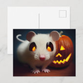  Happy Halloween. Kleine niedliche Maus mit Kürbis Briefkaart (Voorkant / Achterkant)