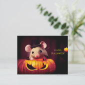  Happy Halloween. Kleine niedliche Maus mit Kürbis Briefkaart (Staand voorkant)