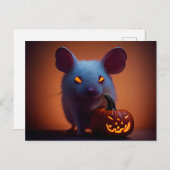  Happy Halloween. Kleine niedliche Maus mit Kürbis Briefkaart (Voorkant / Achterkant)