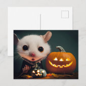  Happy Halloween. Kleine niedliche Maus mit Kürbis Briefkaart (Voorkant / Achterkant)