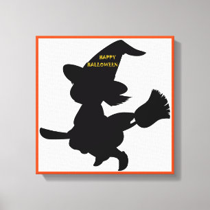 "HAPPY HALLOWEEN" KLEINE WITCH CANVAS AFDRUK