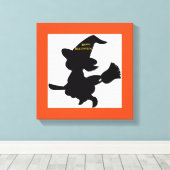 "HAPPY HALLOWEEN" KLEINE WITCH CANVAS AFDRUK (Insitu (Houten vloer))