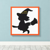 "HAPPY HALLOWEEN" KLEINE WITCH CANVAS AFDRUK (Insitu (Houten vloer))