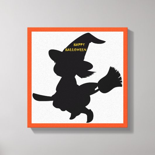 "HAPPY HALLOWEEN" KLEINE WITCH CANVAS AFDRUK (Voorkant)