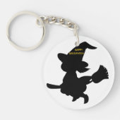 "HAPPY HALLOWEEN" KLEINE WITCH FLYING SLEUTELHANGER (Voorkant)