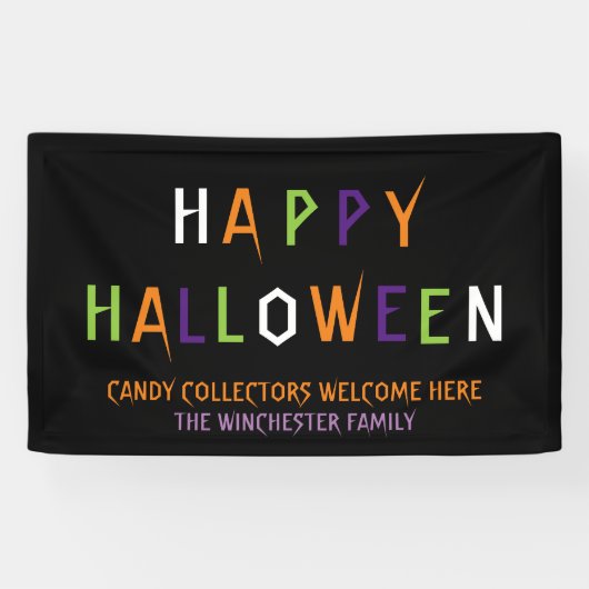 Happy Halloween kleurrijke grappige spooky-tekst Spandoek (Horizontaal)
