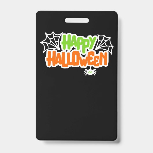 Happy Halloween Kleurrijke Schattigee Spinnenweb Badge (Voorzijde)